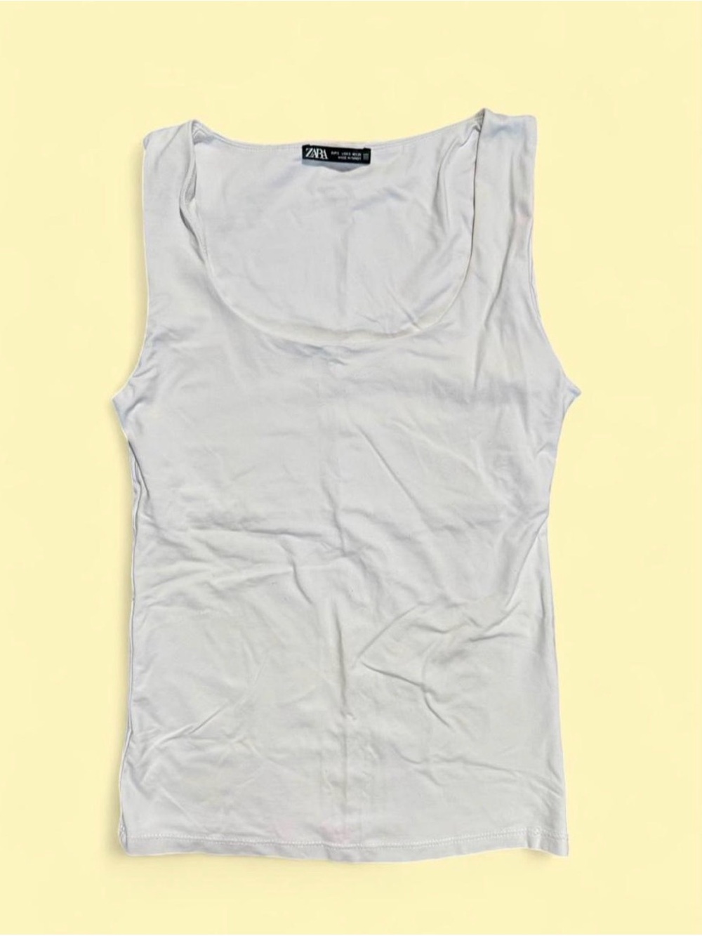 Zara White Scoop Tank Top Stretchy Camisole Small